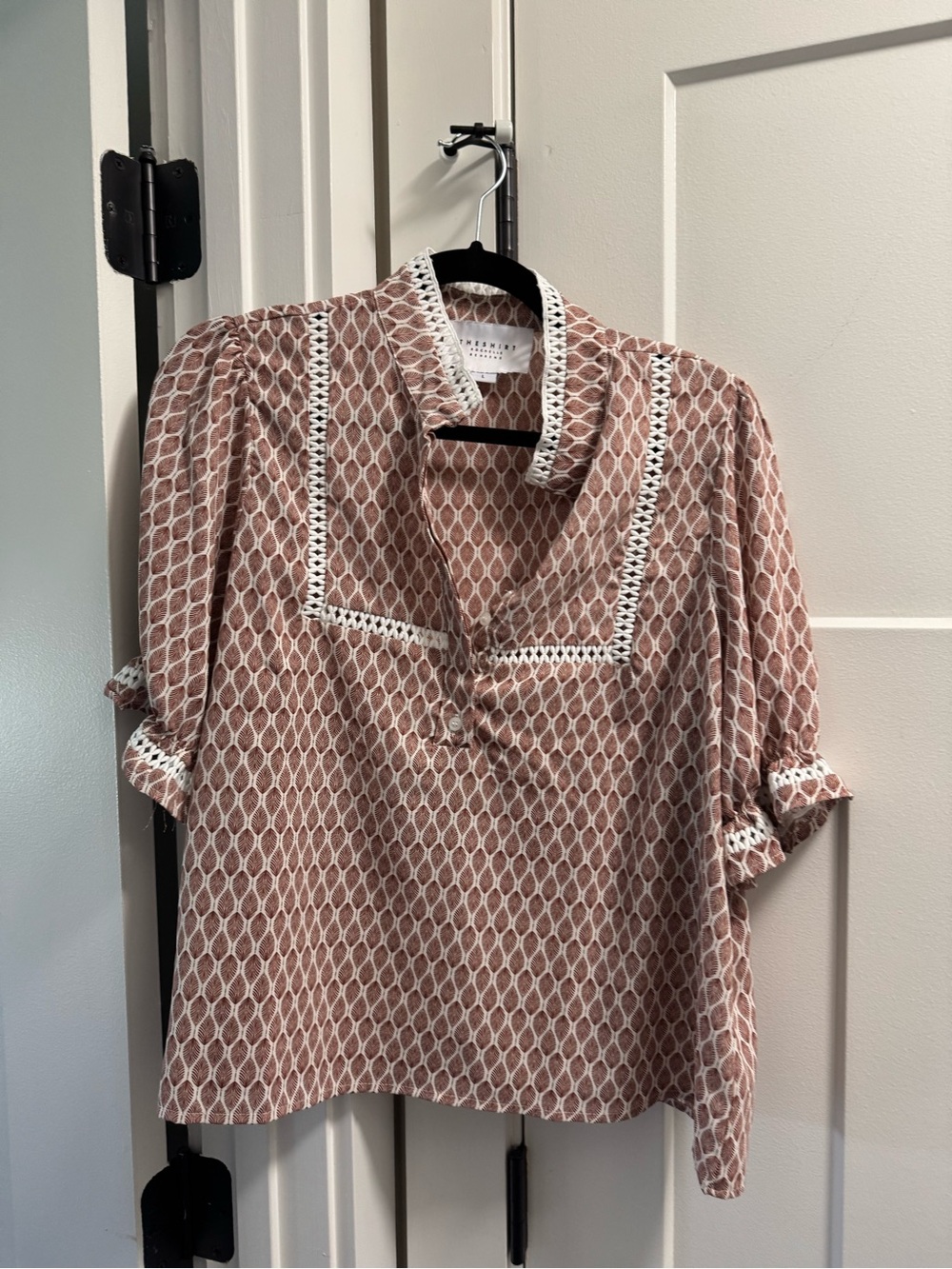 The Shirt by Rochelle Behrens Dusty Rose Printed Blouse